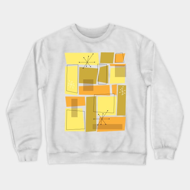 Yellow and Orange Funky Squares Mid Century Crewneck Sweatshirt by OrchardBerry